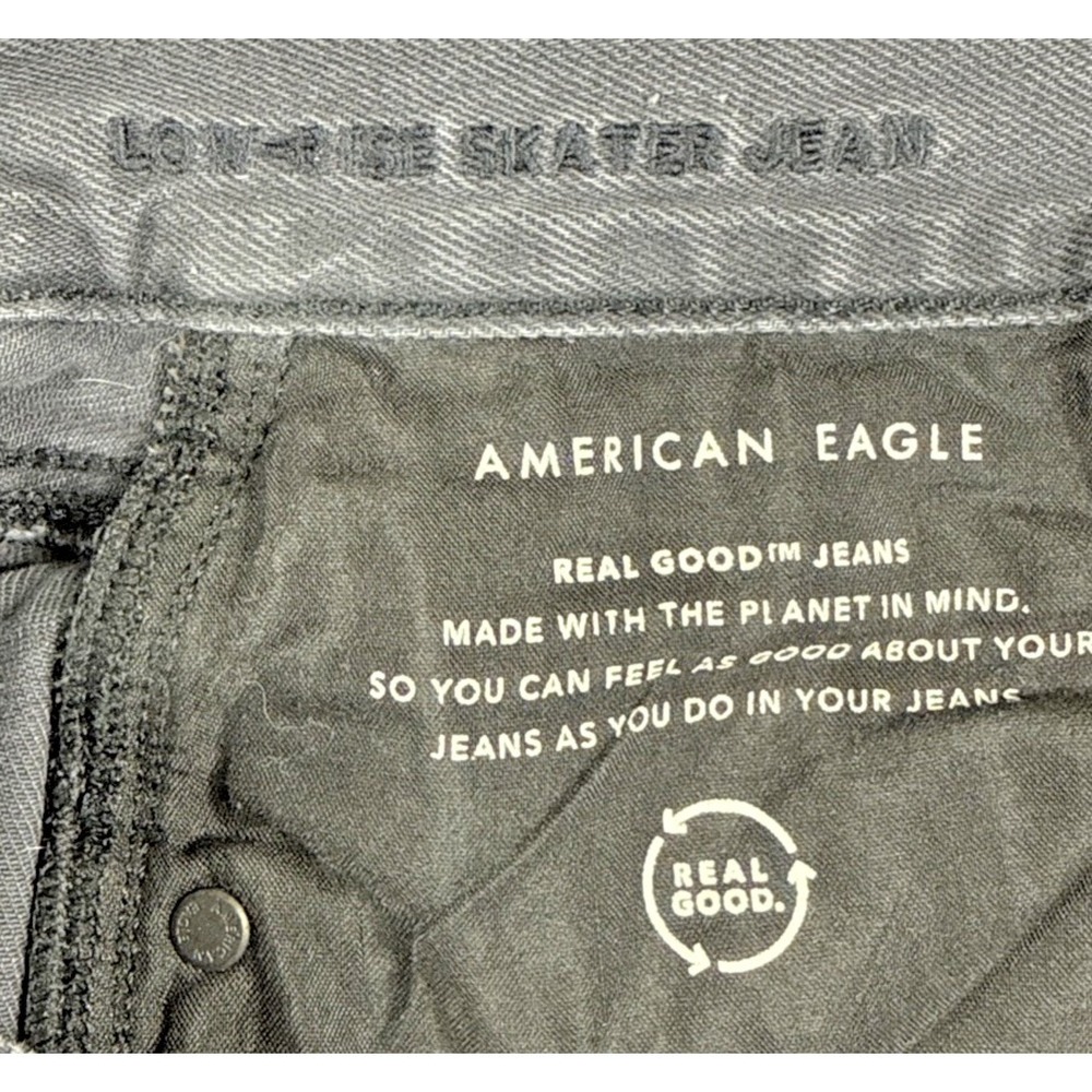 American Eagle Women's Wide-Leg Low-Rise Skater Jean Charcoal Wash Size 2 - Picture 10 of 13